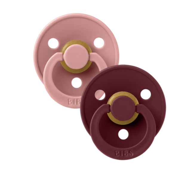 Bibs napp colour latex 6-18mån dusty pink/elderberry 2-pack