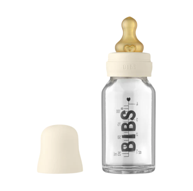 Bibs nappflaska glas latex 110ml ivory