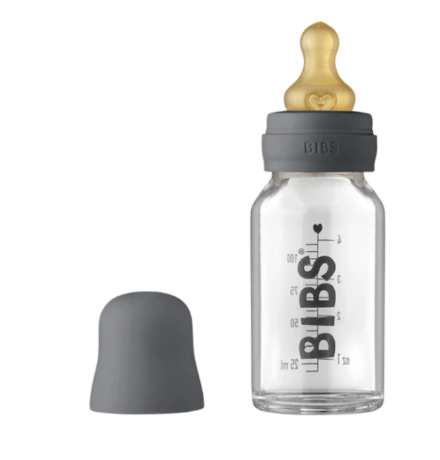 Bibs nappflaska glas latex 110ml iron