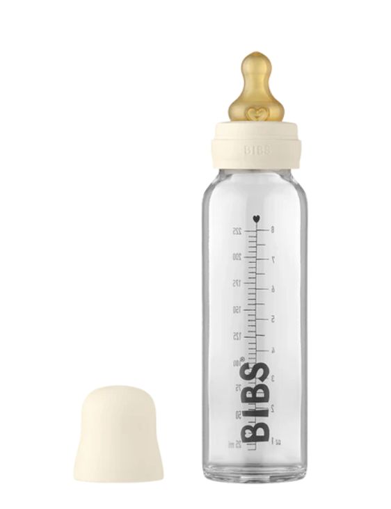 Bibs nappflaska glas latex 225ml ivory