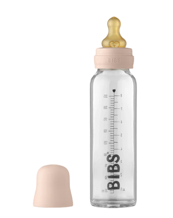 Bibs nappflaska glas latex 225ml blush