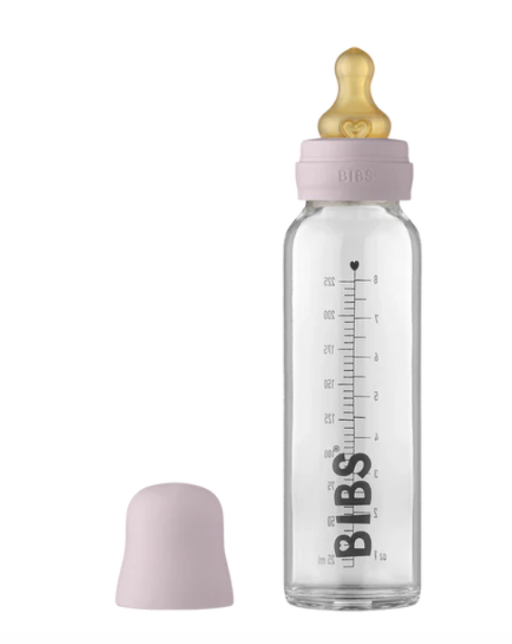 Bibs nappflaska glas latex 225ml dusky lilac